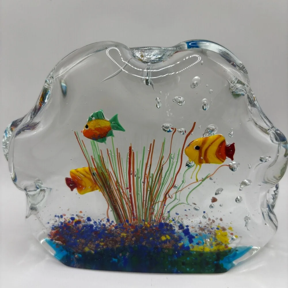 Murano Glass Multi Color Paperweight Fish Aquarium - Picture 12 of 12
